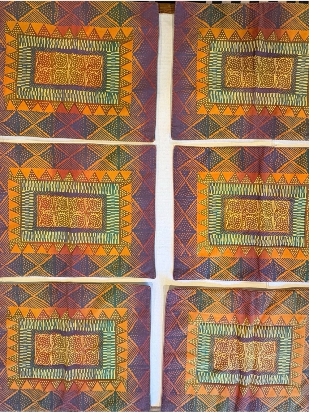 KUDHINDA Vintage Zimbabwe African Guinea Fowl Textile Placemats– Set of 6